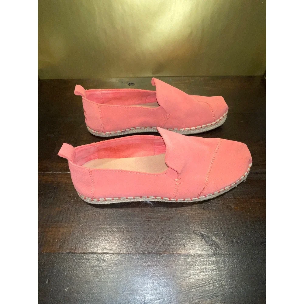 TOMS Coral Suede Slip On Hibiscus Sueded Shoes Comfort Casual Womens‎ Sz 7